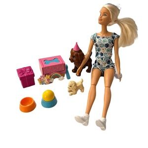 Barbie Puppy Party Playset Incomplete Includes All Pieces Shown Doll 2 Dogs +